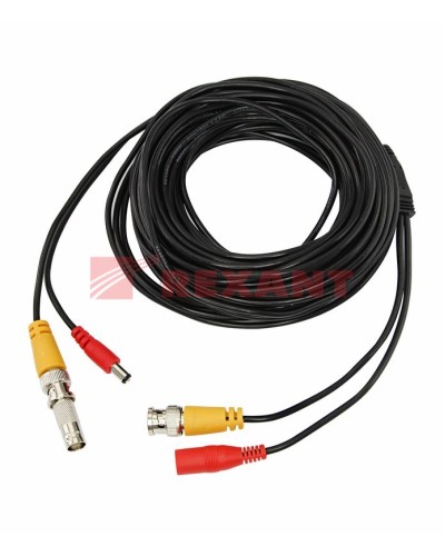 Шнур соединительный BNC-BNC для систем видеонаблюдения, с питанием (DC) от камеры (18 м) REXANT (18-1718) в Прокопьевске Патч-корды и пигтейлы Pintop.ru