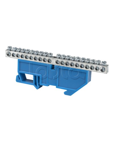 Шина 0 N (6x9мм) 20 отв. цинк синий изолятор на DIN-рейку EKF PROxima (sn1-63-20-d) в Прокопьевске Клеммные колодки Pintop.ru