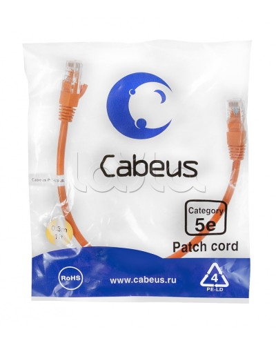 Патч-корд медный U/UTP кат.5е (0,3м) LSZH (оранжевый) Cabeus (PC-UTP-RJ45-Cat.5e-0.3m-OR-LSZH) в Прокопьевске Патчкорды (медные) Pintop.ru