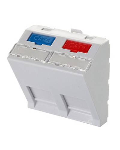 Адаптер 45 × 45 мм для 2 модулей Keystone, наклонный, белый Eurolan (16B-45-04WT) в Прокопьевске Модули Keystone Pintop.ru