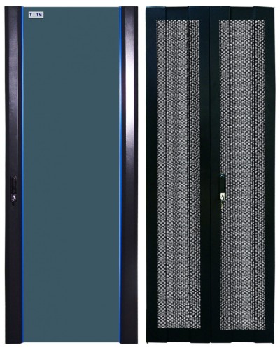 Комплект дверей 42U, 600 мм, черный, передняя - стекло, задняя - распашная перфорированна TWT TWT-CBB-DR42-6x-S-GP в Прокопьевске Аксессуары для стоек и шкафов Pintop.ru