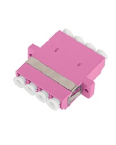 Адаптер NIKOMAX волоконно-оптический, соединительный, многомодовый, стандарта OM4, LC/UPC-LC/UPC, квадро, пластиковый, без шторки, с фланцами, маджента, уп-ка 2шт. в Прокопьевске Проходные адаптеры и розетки оптические Pintop.ru