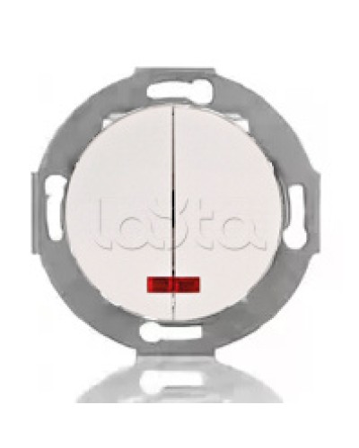 Выключатель двухклавишный Экопласт (схема 5L) с индикатором 10 A, 250 B (белый) Vintage в Прокопьевске Розетки компьютерные и телефонные Pintop.ru