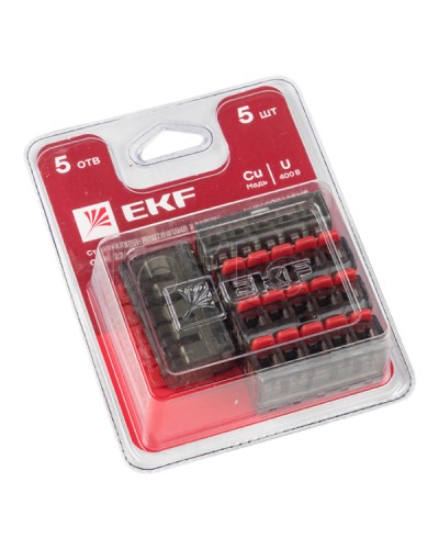 Клемма СМК 221-415 5 отверстий 0.2-4.0 мм2 блистер (5шт.) EKF PROxima (plc-smk-221-415b) в Прокопьевске Клеммные колодки Pintop.ru