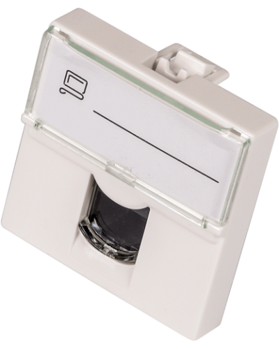 Вставка Mosaic 45x45, RJ-45 UTP, кат.6, со шторкой и увеличенным окном маркировки, белая LANMASTER LAN-SIP-23U6-WH в Прокопьевске Аксессуары для кабель-канала Pintop.ru