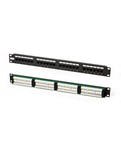 Патч-панель высокой плотности 19, 0.5U, 24 порта RJ-45, категория 5e, Dual IDC Hyperline PPHD-19-24-8P8C-C5e-110D в Прокопьевске Патч панель Pintop.ru