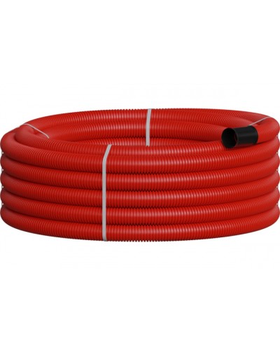 NR075 Двустенная труб.а ПНД гибкая, тип 450, SN18, с зондом, D75мм (20м) цвет красный Экопласт 801075-20 в Прокопьевске Гладкая труба Pintop.ru