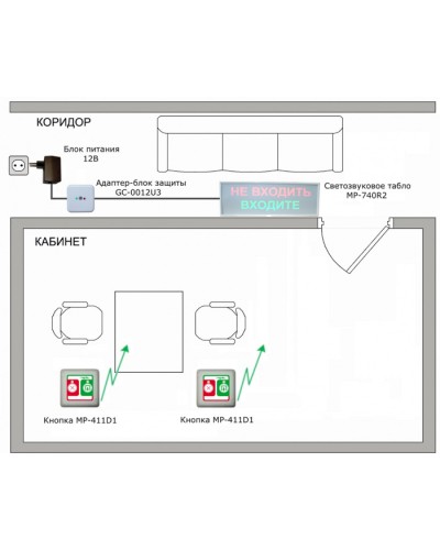Радиокомплект светового и звукового вызова Hostcall MP-911W2 в Прокопьевске Система оповещения и трансляции Hostcall Pintop.ru