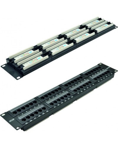 Панель коммутационная 19, 2U, 48 портов,Кат.5e NETLAN EC-URP-48-UD2 в Прокопьевске Патч панель Pintop.ru