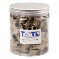 Защитные колпачки для кабеля 6,0мм cat.5, на соединение коннектора с кабелем, серый, 75 шт. TWT-BO-6.0-GY/JR75