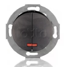 Выключатель двухклавишный Экопласт (схема 5L) с индикатором 10 A, 250 B (черный ) Vintage