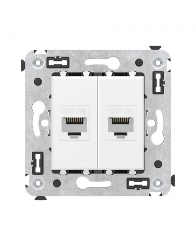 Компьютерная розетка RJ-45 без шторки в стену, кат.5е двойная, Avanti, Белое облако DKC 4400664 в Прокопьевске Розетки компьютерные и телефонные Pintop.ru