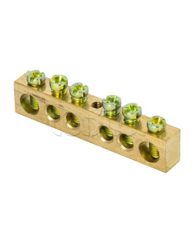 Шина PEN ноль-земля (8х12мм) 6 отверстий латунь крепеж по центру EKF PROxima (sn0-125-6-c) в Прокопьевске Клеммные колодки Pintop.ru