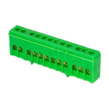 Шина "0" PE (6х9мм) 12 отверстий латунь зеленый изолированный корпус на DIN-рейку EKF PROxima (sn0-63-12-ig)