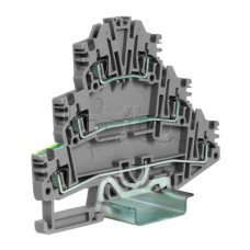 Зажим трех-уровневый c заземлением на нижнем уровне 2,5 кв.мм, серый DKC ZHL500GR