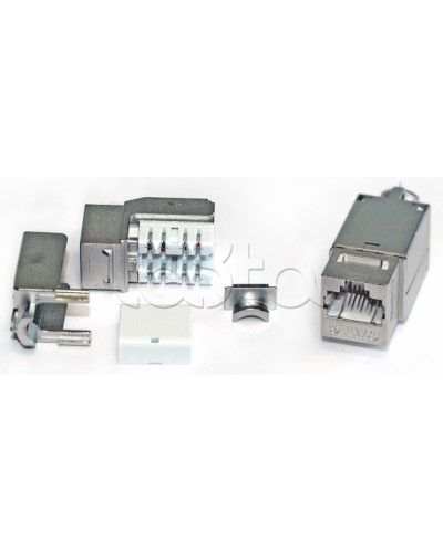 Вставка Keystone Jack RJ-45(8P8C), категория 6A, экранированная, 110 IDC, заделка с помощью NE-TOOL, белая Hyperline KJNE-8P8C-C6A-90-SH-F-WH в Прокопьевске Модули Keystone Pintop.ru