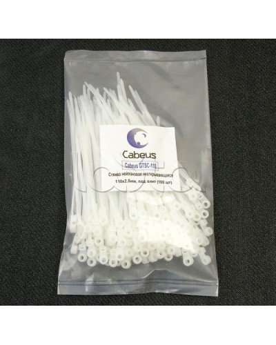 Стяжка нейлоновая неоткрывающаяся, безгалогенная (halogen free), 110x2.5мм, под винт (100 шт) Cabeus GTSC-110 в Прокопьевске Стяжки-хомуты Pintop.ru