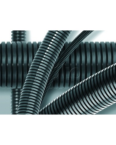 Труба ПА 6 гофр. DN7мм, ПВ-0, Dвн 6,8 мм, Dнар 10,1 мм, цвет тёмно-серый, без протяжки DKC PA600710F0 в Прокопьевске Труба гофрированная Pintop.ru