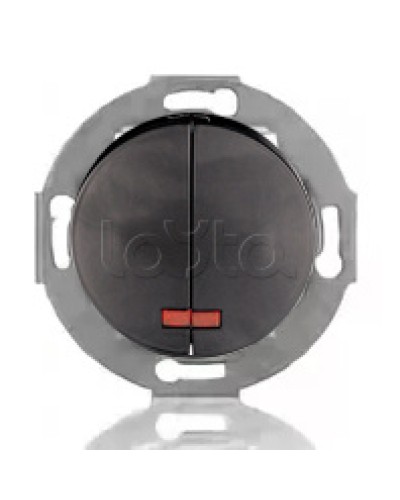 Выключатель двухклавишный Экопласт (схема 5L) с индикатором 10 A, 250 B (черный ) Vintage в Прокопьевске Розетки компьютерные и телефонные Pintop.ru