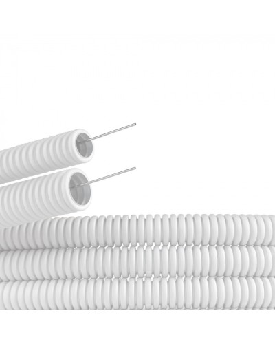 Труба ПЛЛ гибкая гофр. не содержит галогенов д.16мм, ПВ-0, с протяжкой,100м, цвет белый DKC (81816) в Прокопьевске Труба гофрированная Pintop.ru