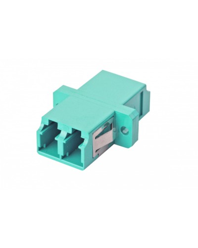 Оптический адаптер OM3, дуплекс LC, с фланцами, бирюзовый Eurolan (36A-30-2L-02AQ) в Прокопьевске Проходные адаптеры и розетки оптические Pintop.ru