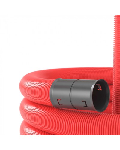 Двустенная труба ПНД гибкая для кабельной канализации д.40мм с протяжкой, SN18, 500Н, 50м, красный DKC 121940 в Прокопьевске Труба гофрированная Pintop.ru