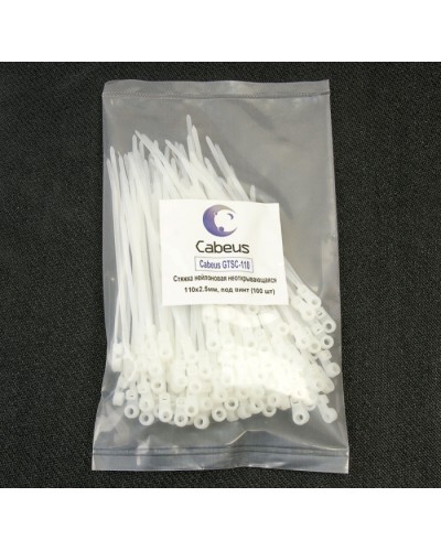 Стяжка нейлоновая неоткрывающаяся, безгалогенная (halogen free), 150x3.6мм, под винт (100 шт) Cabeus GTSC-150 в Прокопьевске Стяжки-хомуты Pintop.ru