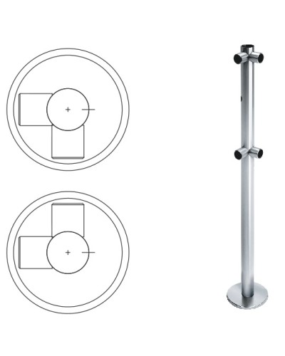 Стойка ограждения L-образная с отверстием под фиксатор, 2 муфты справа (антик серебро) Oxgard в Прокопьевске Ограждения Pintop.ru