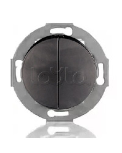 Выключатель двухклавишный Экопласт (схема 5) 10 A, 250 B (черный ) Vintage в Прокопьевске Розетки компьютерные и телефонные Pintop.ru