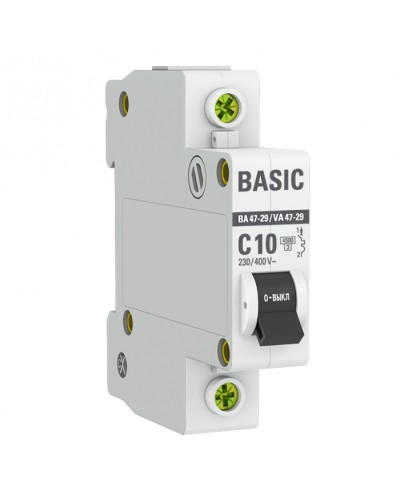 Автоматический выключатель 1P 10А (C) 4,5кА ВА 47-29 EKF Basic (mcb4729-1-10C) в Прокопьевске Электротехническое оборудование Pintop.ru