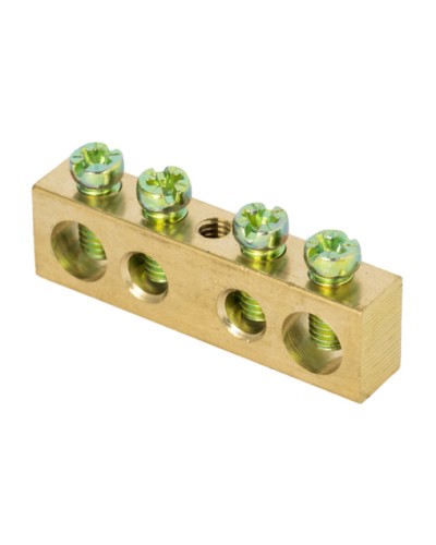 Шина PEN ноль-земля (8х12мм) 4 отверстия латунь крепеж по центру EKF PROxima (sn0-125-4-c) в Прокопьевске Клеммные колодки Pintop.ru