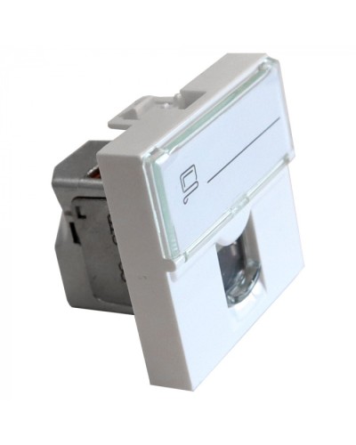 Вставка Mosaic 45x45, RJ-45 STP, кат.6, со шторкой и увеличенным окном маркировки, белая LANMASTER LAN-SIP-23S6-WH в Прокопьевске Модули Keystone Pintop.ru