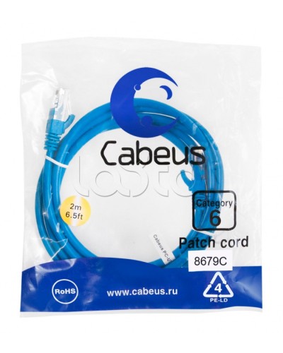 Патч-корд U/UTP Cabeus PC-UTP-RJ45-Cat.6-2m-BL-LSZH в Прокопьевске Патчкорды (медные) Pintop.ru