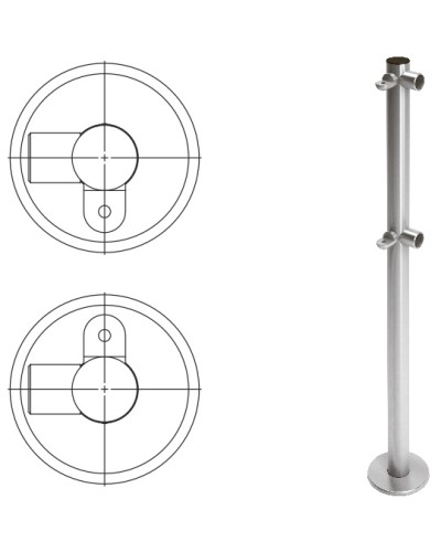 Стойка ограждения L-образная с 2-мя полупетлями слева (антик серебро) Oxgard в Прокопьевске Ограждения Pintop.ru