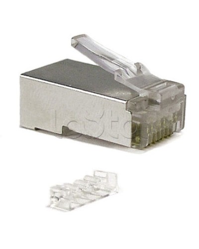 Коннектор RJ-45 под витую пару, категория 6 (50 µ/ 50 микродюймов), экранированный, универсальный (для одножильного и многожильного кабеля), со вставкой Cabeus 8P8C-SH-C6-TWP в Прокопьевске Коннекторы и разъемы Pintop.ru