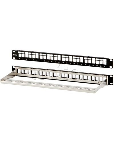 Модульная патч-панель 19, 24 порта, Flat Type, 1U, для экранированных модулей Hyperline PPBL3-19-24-SH-RM в Прокопьевске Патч панель Pintop.ru
