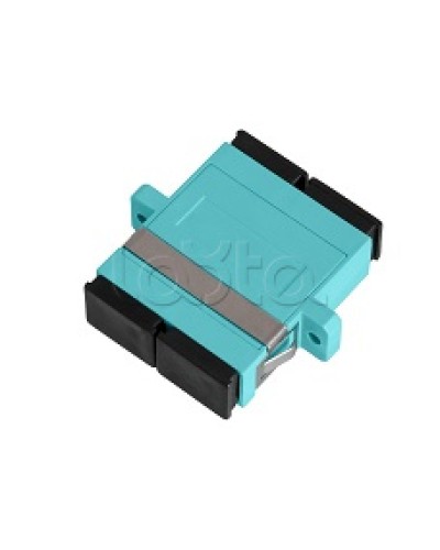 Адаптер NIKOMAX волоконно-оптический, соединительный, многомодовый, стандарта OM3, SC/UPC-SC/UPC, двойной, пластиковый, без шторки, с фланцами, аква, уп-ка 2шт. NIKOMAX (NMF-OA2M3-FN-SCU-SCU-AQ-2) в Прокопьевске Проходные адаптеры и розетки оптические Pint