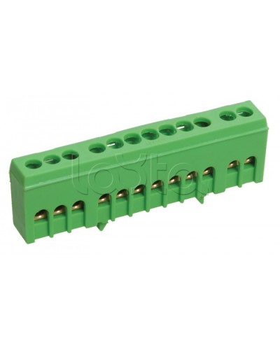 Шина ЗЕМЛЯ в корпусе изолированная на DIN-рейку ШНИ-6х9-12-К-З IEK YNN10-69-12KD-K06 в Прокопьевске Клеммные колодки Pintop.ru