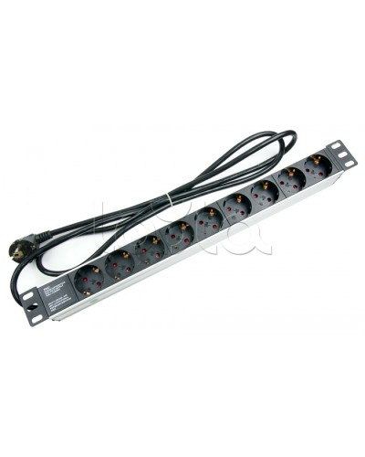 Блок на 9 розеток EU горизонтальный для 19 шкафов Cabeus (PDU-9P-2EU) в Прокопьевске Блоки розеток Pintop.ru