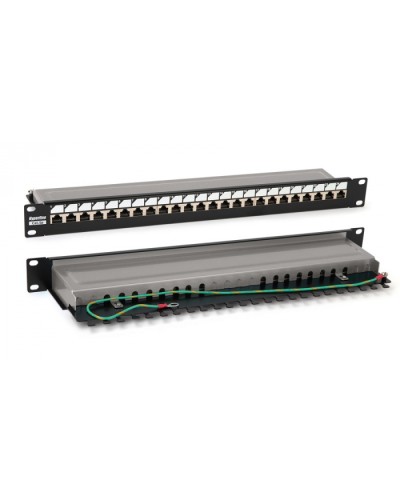 Патч-панель 19, 1U, 24 порта RJ-45 полн. экран., категория 6, Dual IDC, цвет черный Hyperline PP3-19-24-8P8C-C6-SH-110D в Прокопьевске Патч панель Pintop.ru