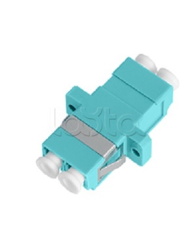 Адаптер NIKOMAX волоконно-оптический, соединительный, многомодовый, стандарта OM3, LC/UPC-LC/UPC, двойной, пластиковый, без шторки, с фланцами, аква, уп-ка 2шт. NIKOMAX (NMF-OA2M3-FN-LCU-LCU-AQ-2) в Прокопьевске Проходные адаптеры и розетки оптические Pint