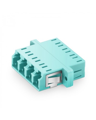Оптический адаптер OM3, квадро LC, с фланцами, бирюзовый Eurolan (36A-30-4L-02AQ) в Прокопьевске Проходные адаптеры и розетки оптические Pintop.ru