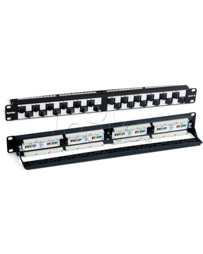 Патч-панель 19, 1U, с угловыми портами, 24 порта RJ-45, категория 6 Hyperline PP2A-19-24S-8P8C-C6-110 в Прокопьевске Патч панель Pintop.ru