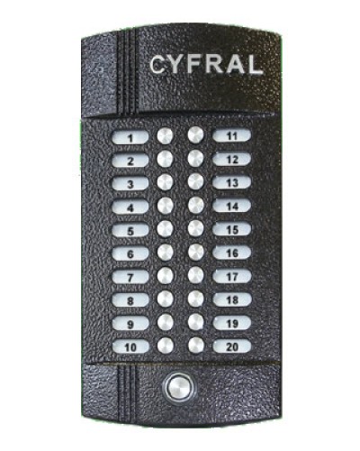 Блок вызова аудиодомофона на 20 абонентов Цифрал M-20M/T в Прокопьевске Блоки вызова многоабонентные Pintop.ru