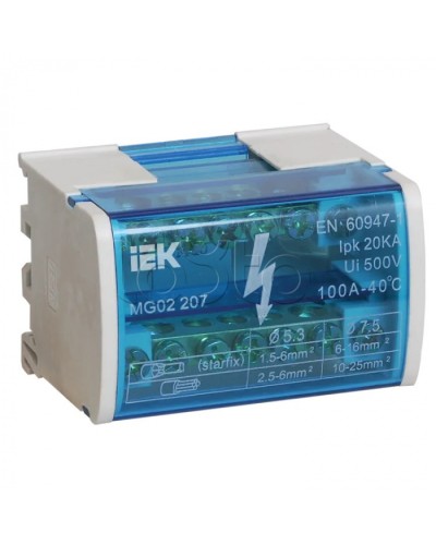 Шины на DIN-рейку в корпусе (кросс-модуль) L+PEN 2х7 IEK YND10-2-07-100 в Прокопьевске Вентиляторные модули Pintop.ru