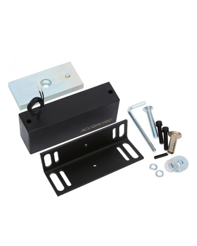 Электромагнитный влагозащищенный замок AccordTec ML-300П с уголком, цвет черный в Прокопьевске Электромагнитные замки Pintop.ru