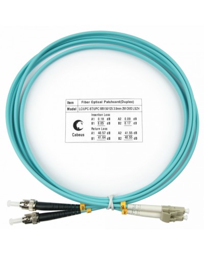 Шнур оптический duplex LC-ST 50/125 MM OM3 2 м LSZH Cabeus FOP-50-LC-ST-2M в Прокопьевске Патч-корды оптические Pintop.ru