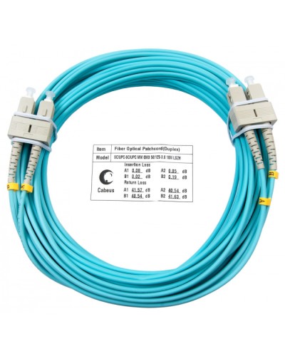 Шнур оптический duplex SC-SC 50/125 mm OM3 15м LSZH Cabeus FOP-50-SC-SC-15m в Прокопьевске Патч-корды и пигтейлы Pintop.ru