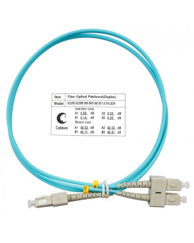 Шнур оптический duplex SC-SC 50/125 MM OM3 1 м LSZH Cabeus FOP-50-SC-SC-1M в Прокопьевске Патч-корды оптические Pintop.ru