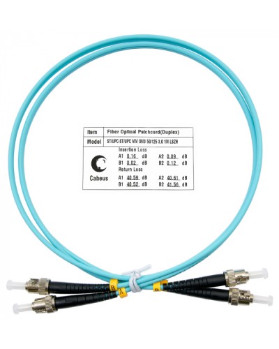 Шнур оптический duplex ST-ST 50/125 mm OM3 1м LSZH Cabeus FOP-50-ST-ST-1m в Прокопьевске Патч-корды и пигтейлы Pintop.ru